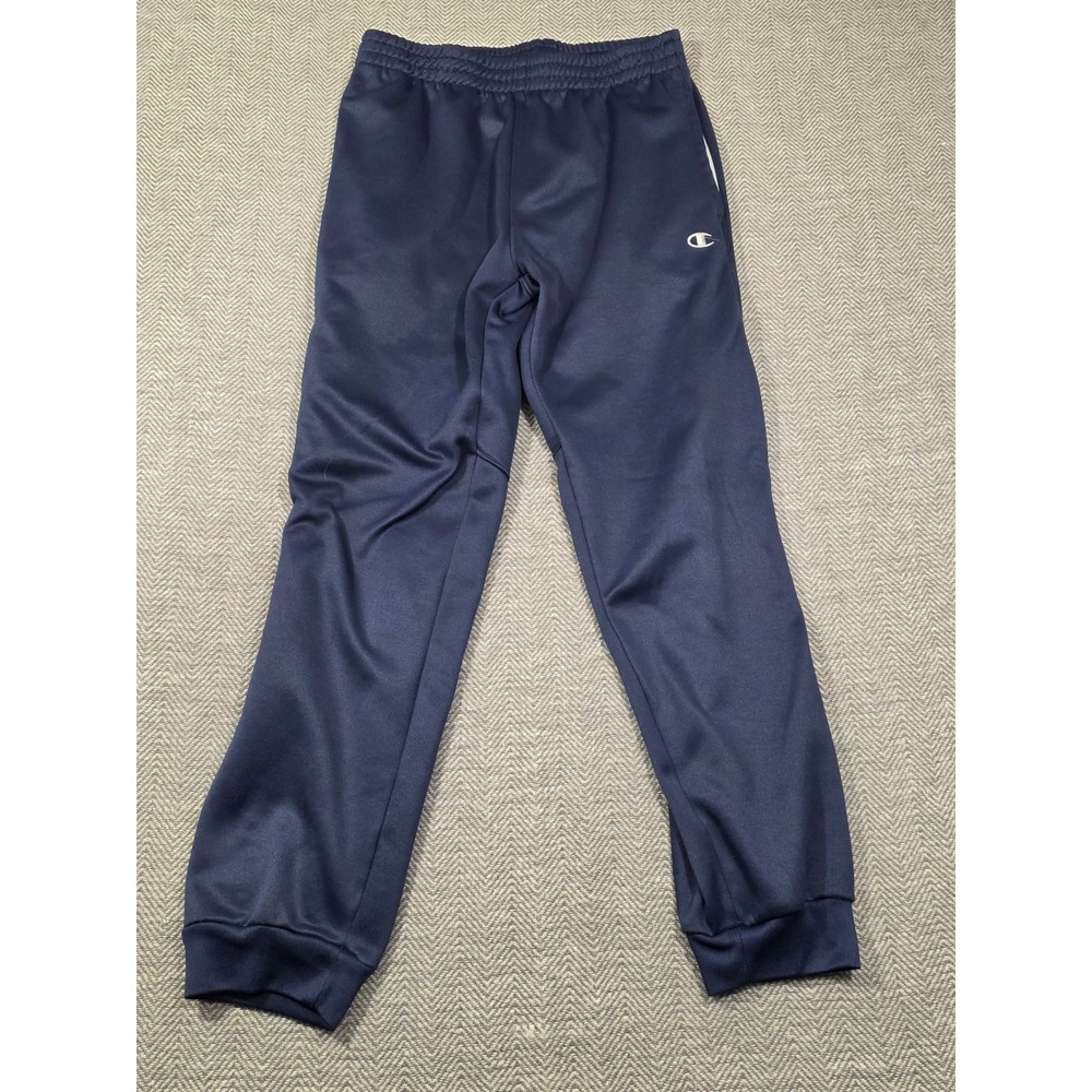 Champion Performance Boys Navy Blue Track Pants White Side Stripe Joggers Size L